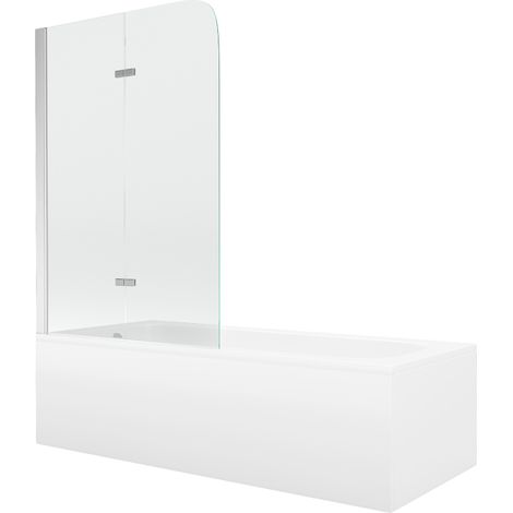 Mexen Vega baignoire rectangulaire 160 x 70 cm avec tablier et paroi 2 volets 80 cm, transparent, chromé - 550116070X9008020100 (1/5)