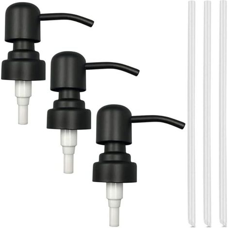 Set di 3 pompe di ricambio, pompa per sapone in acciaio inox, testina per dispenser di sapone, pompa di ricambio per dispenser di sapone, per flaconi di liquidi -Crezuo