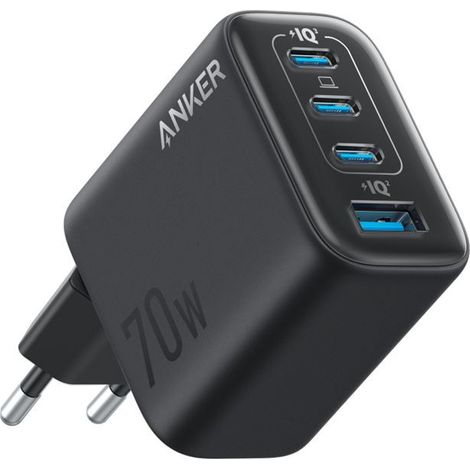 Cargador de pared ANKER Zolo 70 W con 1 USB-A y 3 USB-C negro
