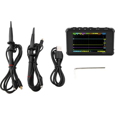 Oscilloscope numérique portable DS213 Mini 4 voies 100MSa/s, poche, écran LCD, mesure de signal haute précision, outil de diagnostic électronique compact. (1/5)