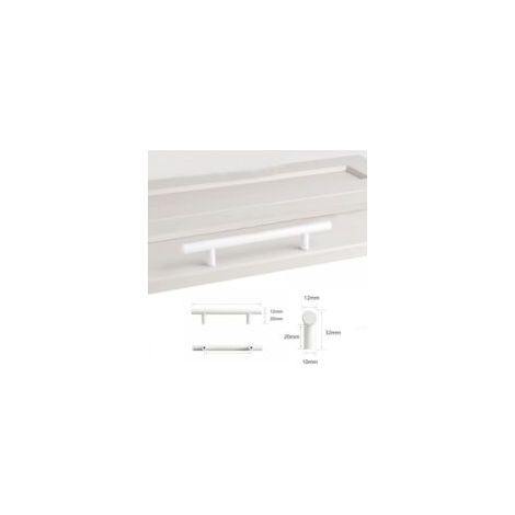 Ensemble de 4 poignées de meubles blanches, entraxe de 96 mm, Ø 12 mm, poignées de porte de cuisine en forme de T pour tiroirs de placard