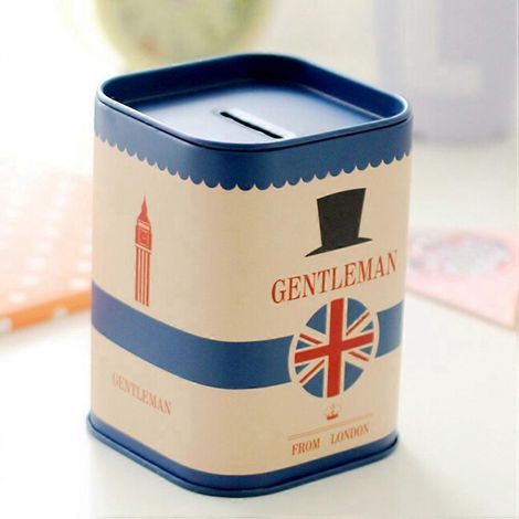 Elegante, schweineförmige Aufbewahrungsbox aus Metall – Blau (1/3)