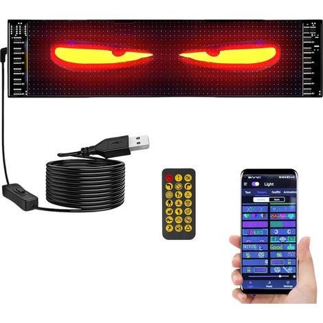 Occhi Display LED Auto Camion RGB FLessibile 60cm Personalizzabile USB App IP44 (1/5)