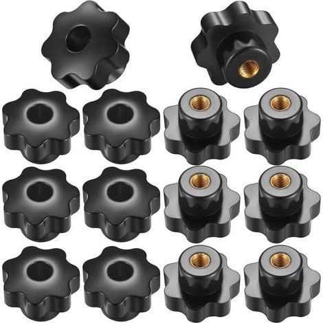 14 Pièces Bouton de Serrage à Filetage Moleté M8, Poignée Boutons en Etoile Filetage Intérieur pour Appareils Mécaniques, Instruments (1/5)
