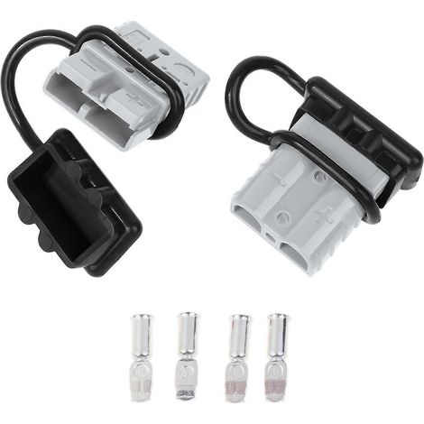 Kit de connecteur rapide durable pour batterie remorque 50A 600V avec paire de fiches et couvercle anti-poussière noir-gris