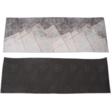 Tapis de cuisine antidérapant et absorbant l'eau 40 x 120 cm — Lignes grises et dorées (1/5)