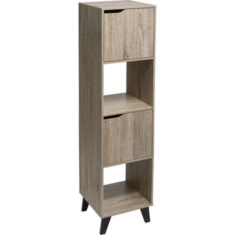 Etagère avec 4 cases en bois coloris naturel - longueur 34 x Profondeur 32 x Hauteur 146 cm (1/4)