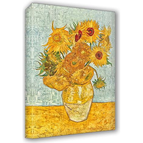 Lupia - Quadro su Tela il Meglio dell'Arte, 50x70 cm I GIRASOLI - VAN GOGH, Riproduzione d'Arte su Tela, Montato su Telaio in Legno 3 cm, Made in Italy (1/4)