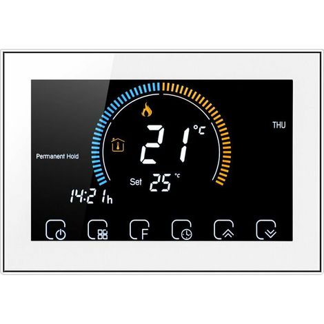 95-240V Programmable Thermostat LCD Touch Screen with Backlight Water/Gas Boiler Heating Thermoregulator Lock Function, White, Non-Wi-Fi (1/5)