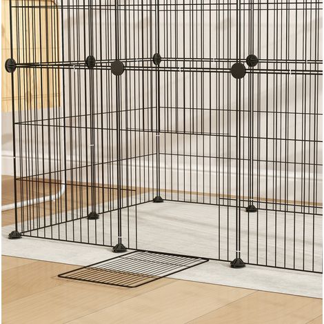 Recinto per piccoli animali in acciaio nero con porta 120 x 60 x 80 cm OKWISH (1/5)