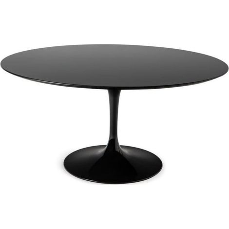 Table tulipe ronde 140 cm noir mat et pied noir brillant (1/5)