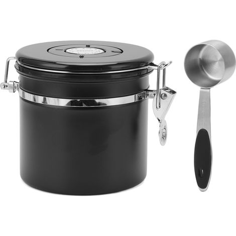 Boîte à café en acier inoxydable noir de 1,2 L (1/5)