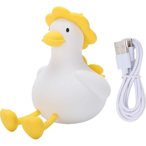 Lámpara de noche pato silicona recargable táctil, luz LED regulable con soporte móvil – Ideal para dormitorio infantil (1/5)