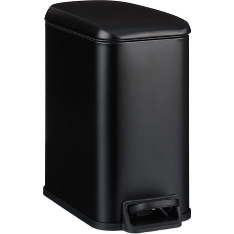 Pattumiera da bagno da 5 litri con pedale ergonomico, design pulito, 27 x 14 x 29 cm, in metallo nero 130016215
