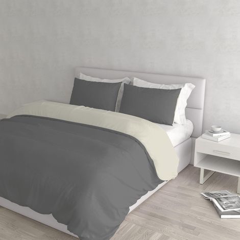 Housse de Couette Natural Colour, Gris fumée/Crème, 2 Places (1/5)