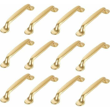 12 Pièces Poignée Meuble Doré Poignee de Meuble Cuisine Doré Poignées de Placard Tiroir Poignées de Placard Tiroir Chambre Doré Cuisine Armoire Porte Poignées Meubles de Cuisine avec Vis (1/4)