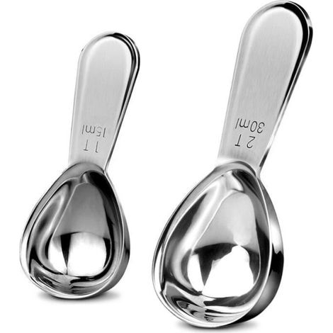 Cuillère à café en acier inoxydable, cuillère à mesurer, ustensile, précision ergonomique, 2 cuillères à soupe (1/4)
