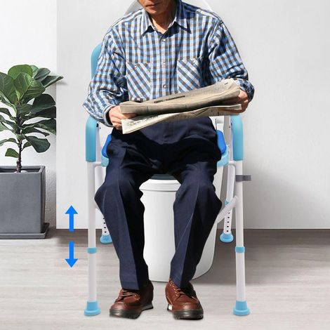 Siège de toilette amovible avec poignée pouvant supporter 220 LB, fauteuil d'appoint pour toilettes, fauteuil d'appoint pour adultes et fauteuil de toilette portatif (1/5)