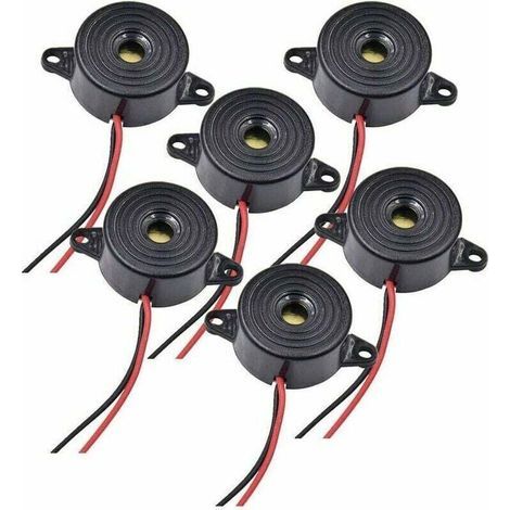 12V elektronischer Summer, DC 3-24V, 12V Sirene, 85dB, physikalisches Alarmsystem, Dauerton, 6 Stück, 120mm Kabel. (1/4)