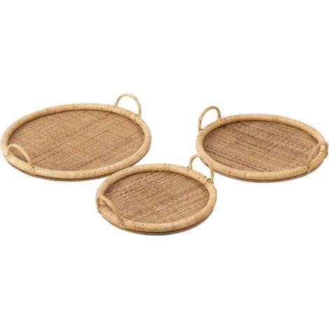 Lot de 3 Plateaux de Service "Rotin" 48cm Naturel (1/5)