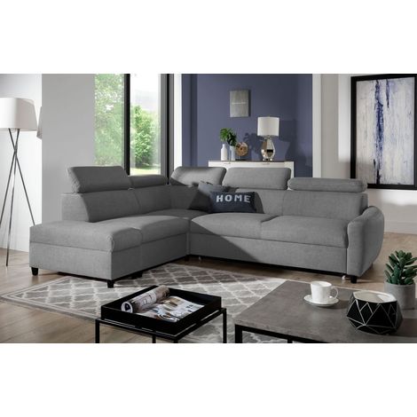Ecksofa Schlafsofa Sofa ANTON in Stoff Esito Grau Ottomane Links (1/4)