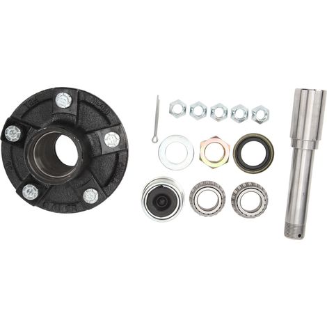 Essieu de remorque 2000 lbs avec moyeu libre 5 boulons 4,5in, axe rond 1in BT8, kit roue pour remorque utilitaire et bateau (1/5)