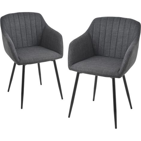 Goeurvant Sillas de comedor minimalistas con asiento ancho y reposabrazos ergonómicos, combinación de confort y elegancia - Juego de 2 - Plomizo
