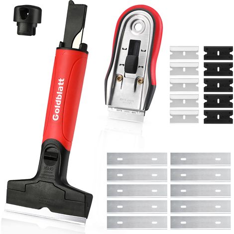 Grattoir vitrocéramique 2 pièces – 20 lames métal et plastique – Remplacement facile – Design ergonomique pour nettoyage efficace – Goldblatt