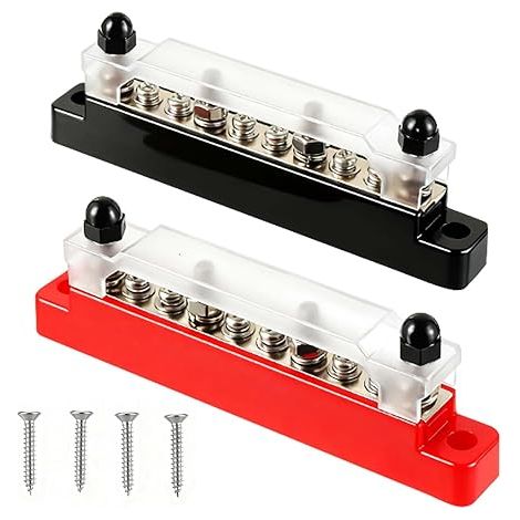 Module de distribution de bus DC 12V - 48V, module de distribution d'alimentation 150A avec 6 bornes de câblage M4 et 4 bornes de câblage M6 + couvercle (1/5)
