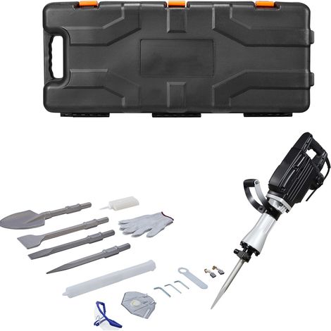 Mophorn Martillo Demoledor Eléctrico de 2800 W y 1200 BPM, incluye 3 Cinceles, Pala para Arcilla, Guantes y Gafas de Protección, ideal para Hormigón, Trabajos de Plomería, Color Negro