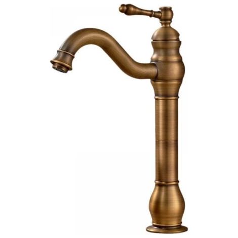 Robinet en laiton Antique, grand robinet de salle de bains, robinet mitigeur à poignée unique, robinet d'évier pivotant à 360 degrés, robinet de lavabo de salle de bains (1/5)