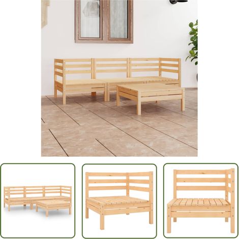 INLIFE Salon de jardin 4 pcs Bois de pin massif (1/5)