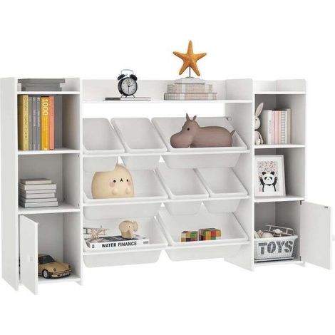 Étagère de rangement pour jouets et livres, 8 bacs amovibles, pour un rangement ordonné - Blanc (1/5)