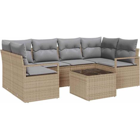 Maison Exclusive - Sofa Set mit Kissen 7 pcs Beige und Grau Poly