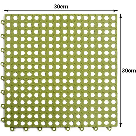 Lot de 2 tapis de douche carrés antidérapants avec points de support cylindriques, pour baignoire et balcon (vert).