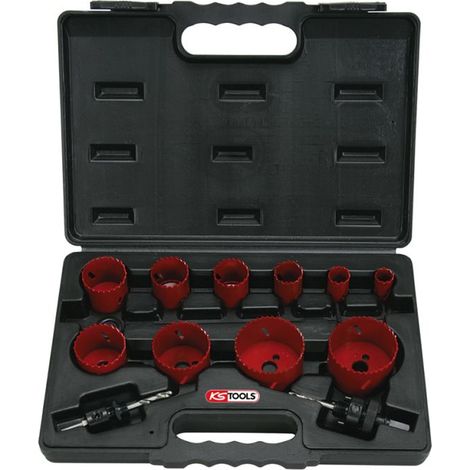 Kstools – Coffret de 10 scies cloches HSS Bi-Métal Diam.19 à 67 mm – Pour métaux jusqu'à 700 N/mm² – Découpe précise et durable