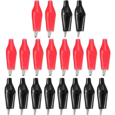 20 Pièces de Pinces Alligator, Pinces Crocodile Isolées, Pinces de Câble de Démarrage pour Voiture, Pinces Crocodile en Cuivre pour Les Tests Électriques (Rouge et Noir) (1/5)
