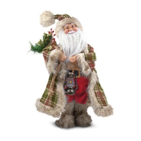 Decorazione Casa Natalizia Babbo Natale Scozzese con Carillon 50 cm