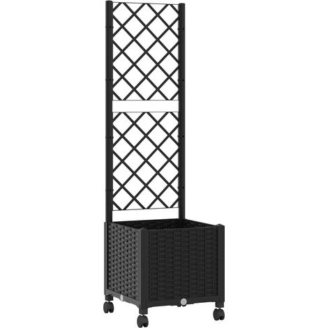 Pflanzkübel mit Spalier und Rädern Schwarz 40 x 40 x 146 cm PP vidaXL (1/5)