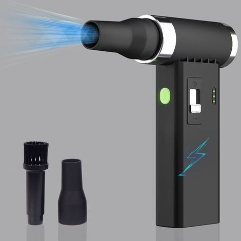 Soplador de aire comprimido，soplador de aire eléctrico inalámbrico recargable para limpieza de teclados，PC y dispositivos electrónicos，negro (1/5)