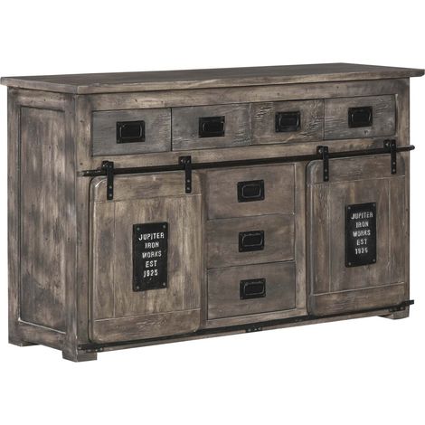 credenza in legno di Mango 150x45x90 grigio scuro laccato RAILWAY 219