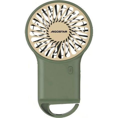 Ventilateur portable mini – vert, 8,1 cm (3,2 pouces), 7 pales, 3 vitesses, batterie rechargeable 500 mAh – idéal pour bureau, voyage, camping, extérieur et intérieur (1/3)