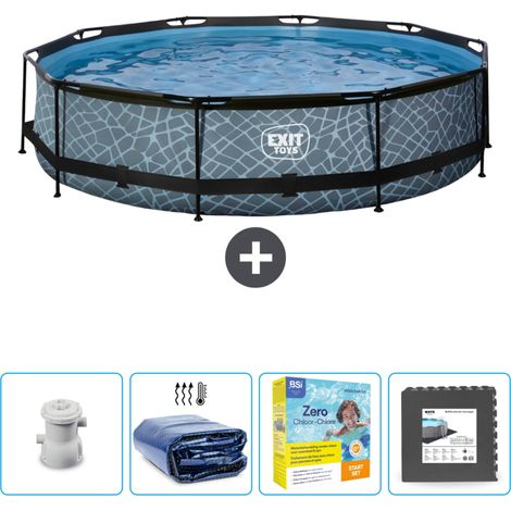 Exit Pool Rund - Steinoptik - 360x76 cm - 5-teilig SCB24 (1/4)
