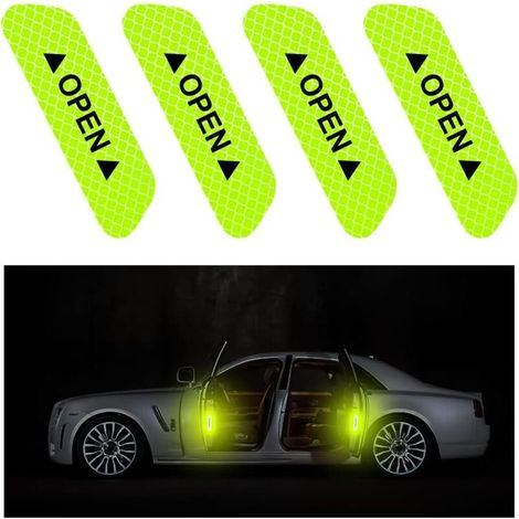 Bardusch 4 Pièces Autocollant De Porte De Voiture, Rappel D'ouverture De Porte Autocollant, Anti-Collision Étanche Autocollants Réfléchissants, Voiture Accessoires Extérieur Intérieur(Vert) (1/5)