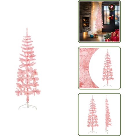 The Living Store Demi sapin de Noël artificiel mince avec support Rose 180 cm - Décoration de Noël (1/5)