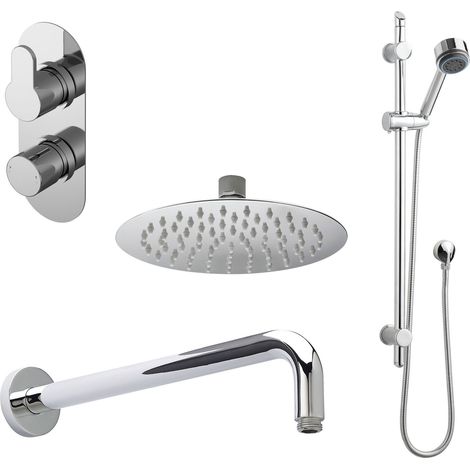 Nuie Arvan Thermostatic Twin Concealed Complete Mixer Shower with Diverter - Chrome (1/2)