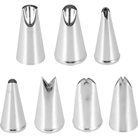 Douilles de Pâtisserie pour Décoration de Gâteaux, Lot de 7 Embouts pour Crème, Chantilly et Desserts (1/5)