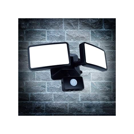 MINKUROW Faretto Led Con Sensore Di Movimento Regolabile, Faretto Led Per Esterni A Doppia Testa, Impermeabile Ip65, Bianco Giorno, Parco, Garage E Ingresso (1/5)