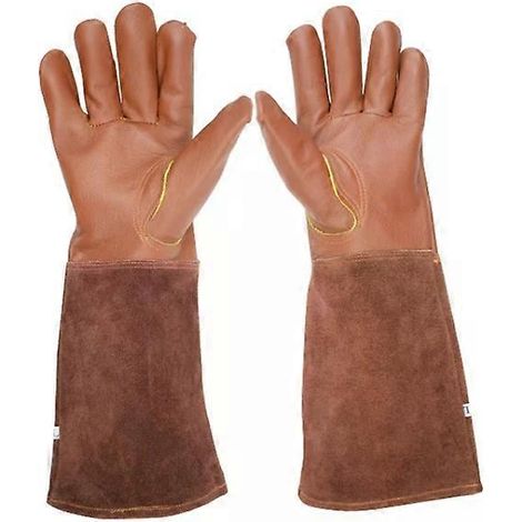 Gants de jardin fleuris résistants aux coupures - Cuir véritable, Taille S (1/2)