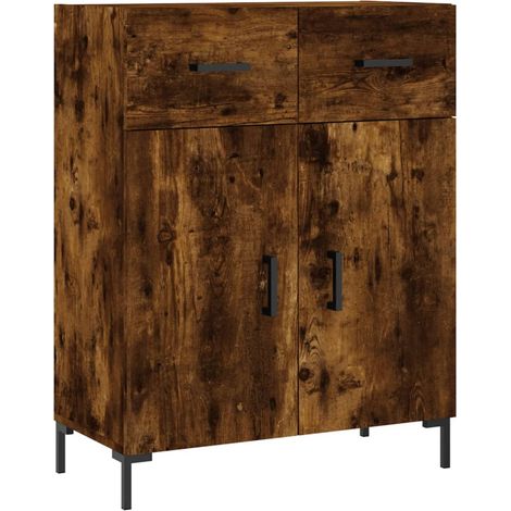 Buffet  Meuble de rangement chêne fumé 69,5x34x90 cm bois d'ingénierie (1/5)